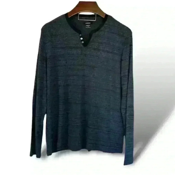 New Alfani Men Textured Space-Dyed Stretch Henley Active Top, Blue Size XL​​ - Picture 1 of 3